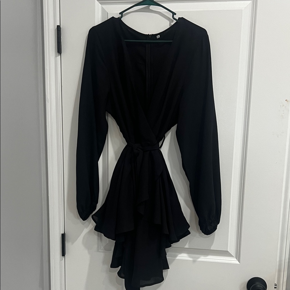 Amazon Black Long Sleeve Wrap Dress